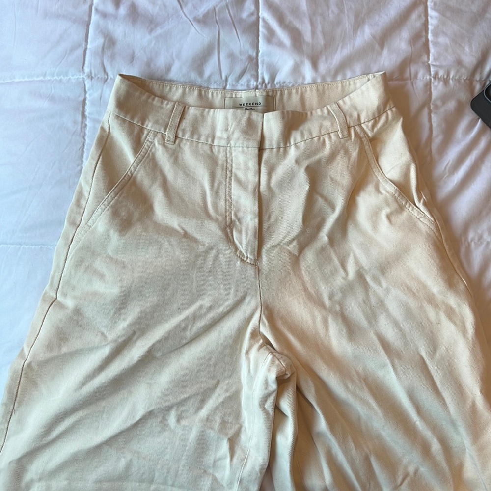Cream colored wide leg pants!